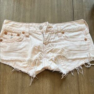 Rare! True Religion White Frayed Denim Joey Cutoff Shorts